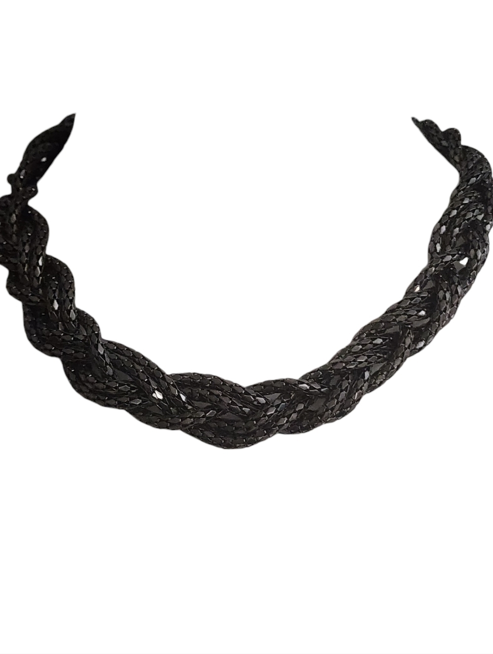 Black Braided Statement Necklace
